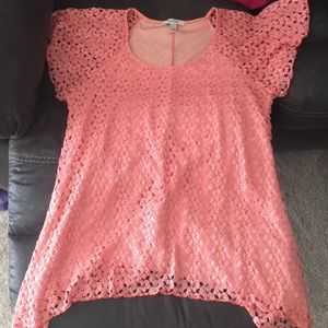 Cap Sleeve lace coral Shirt
